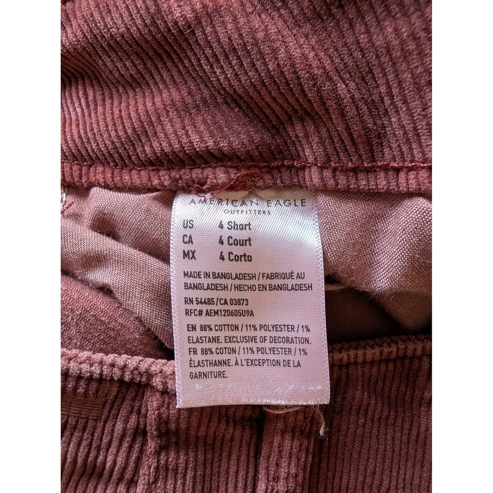 American Eagle Burgundy Corduroy‎ High Rise Flare Pants Button Fly Womens 4S - Picture 4 of 8